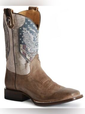 ROPER MEN 2ND AMENDMENT WESTERN BOOTS BROAD SQUARE TOE Size 9,5 Brand New In Box